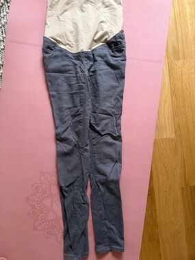 LOFT Maternity Skinny Pants with Beige Panel and Gray Legs